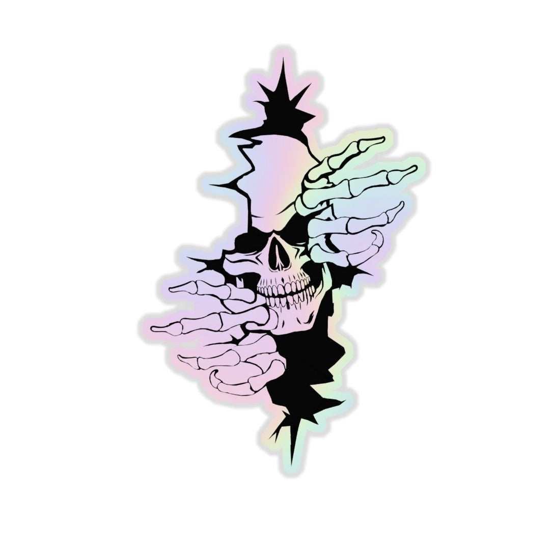 Skeleton coming out Holographic Sticker - sticckiz.com