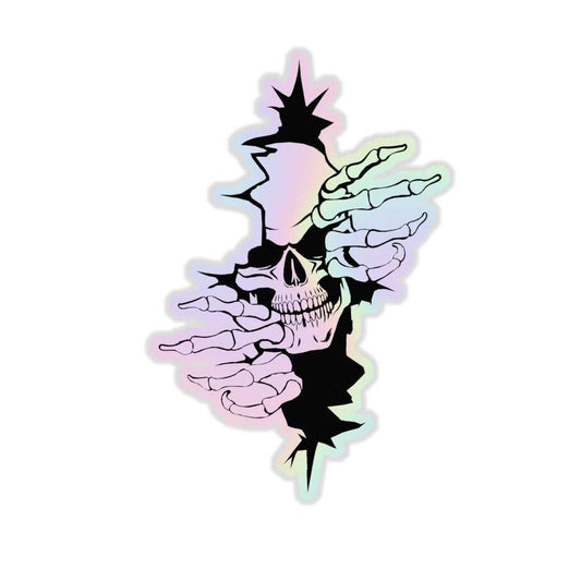 Skeleton coming out Holographic Sticker - sticckiz.com
