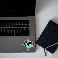 Compass on World Map Holographic Sticker - sticckiz.com