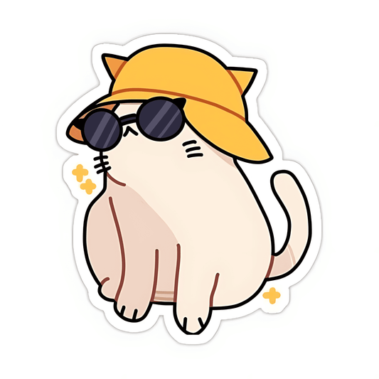 Cute Cat with hat Sticker - sticckiz.com