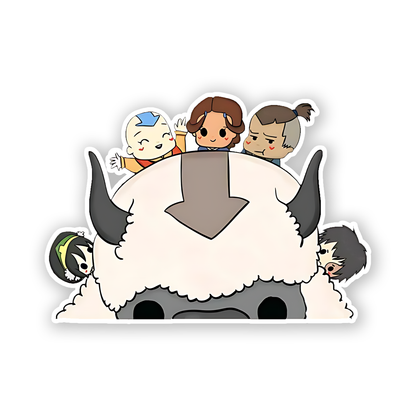 Appa and characters from Avatar: The Last Airbender. Sticker