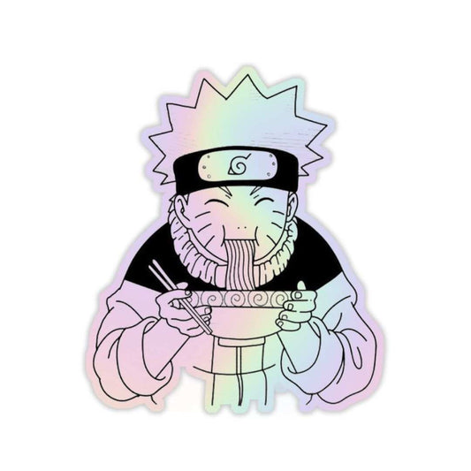 Naruto Eating Noodles Holographic Sticker - sticckiz.com