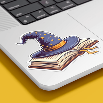 Witch Hat With Book Sticker - sticckiz.com