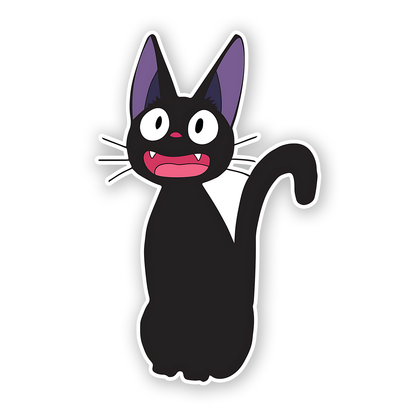 Jiji, the black cat character from Studio Ghibli's animated film Kiki's Delivery Service Sticker