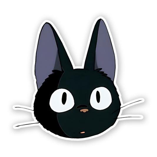 Jiji, the iconic black cat from the Studio Ghibli film Sticker