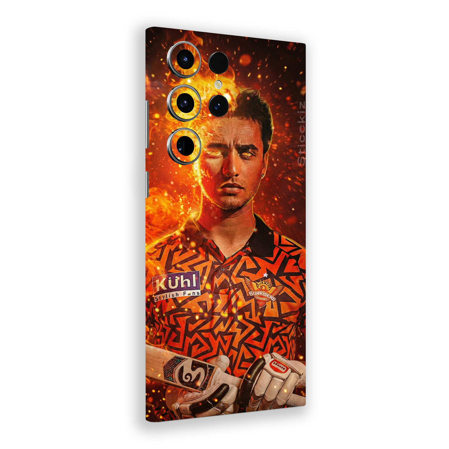 Abhishek Sharma Cricket Player Fiery Background Mobile skin