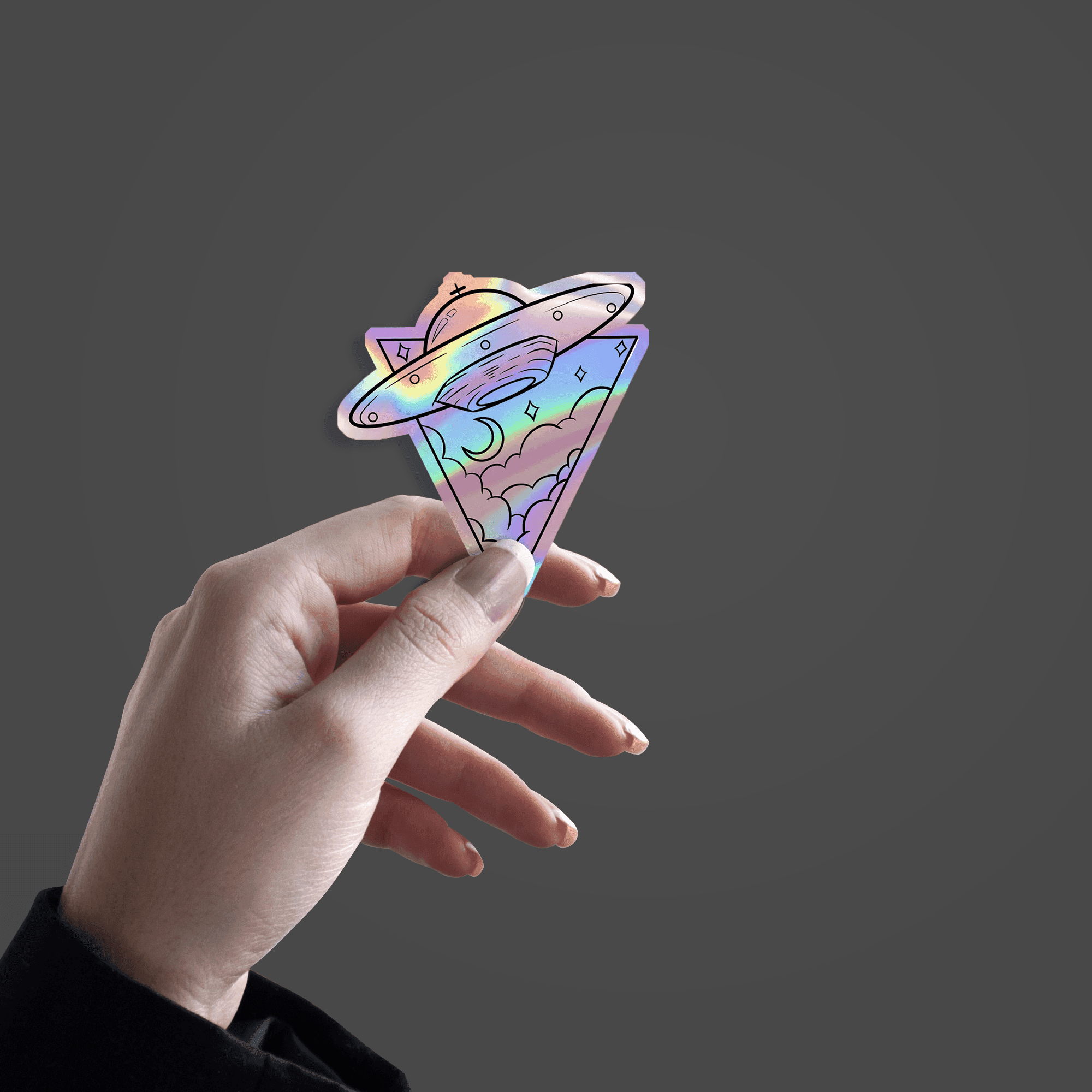 Alien Spaceship (UFO) Holographic Sticker - sticckiz.com