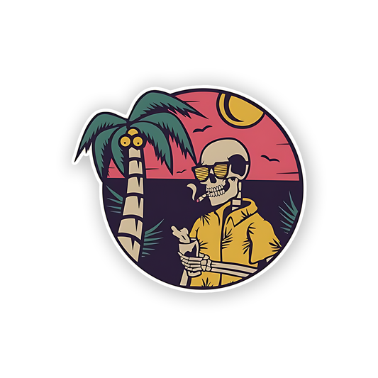 Skull on Vacation Sticker