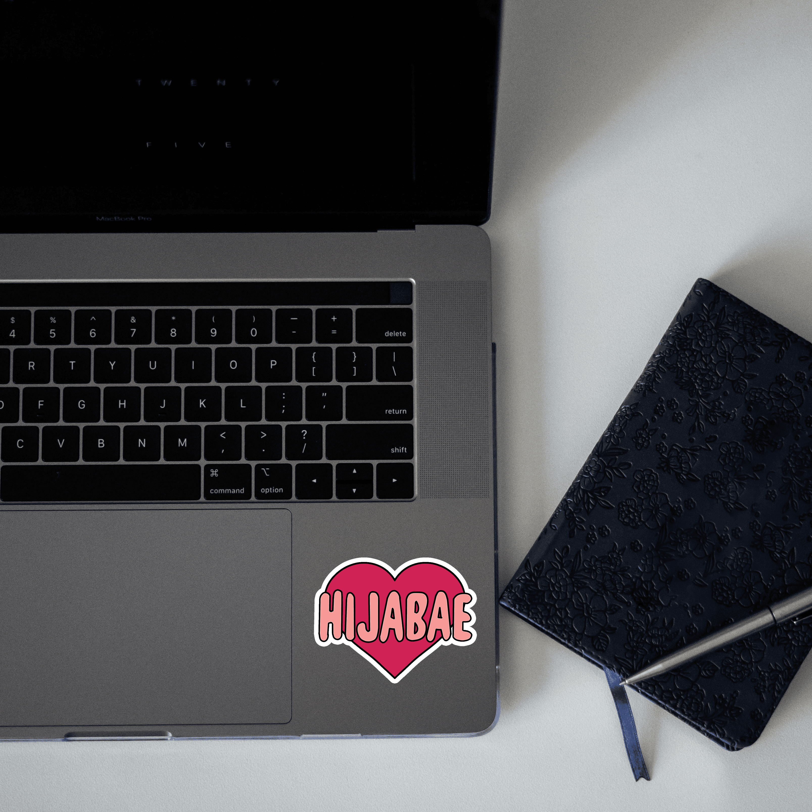Hijabae Written on Pink Heart Sticker - sticckiz.com