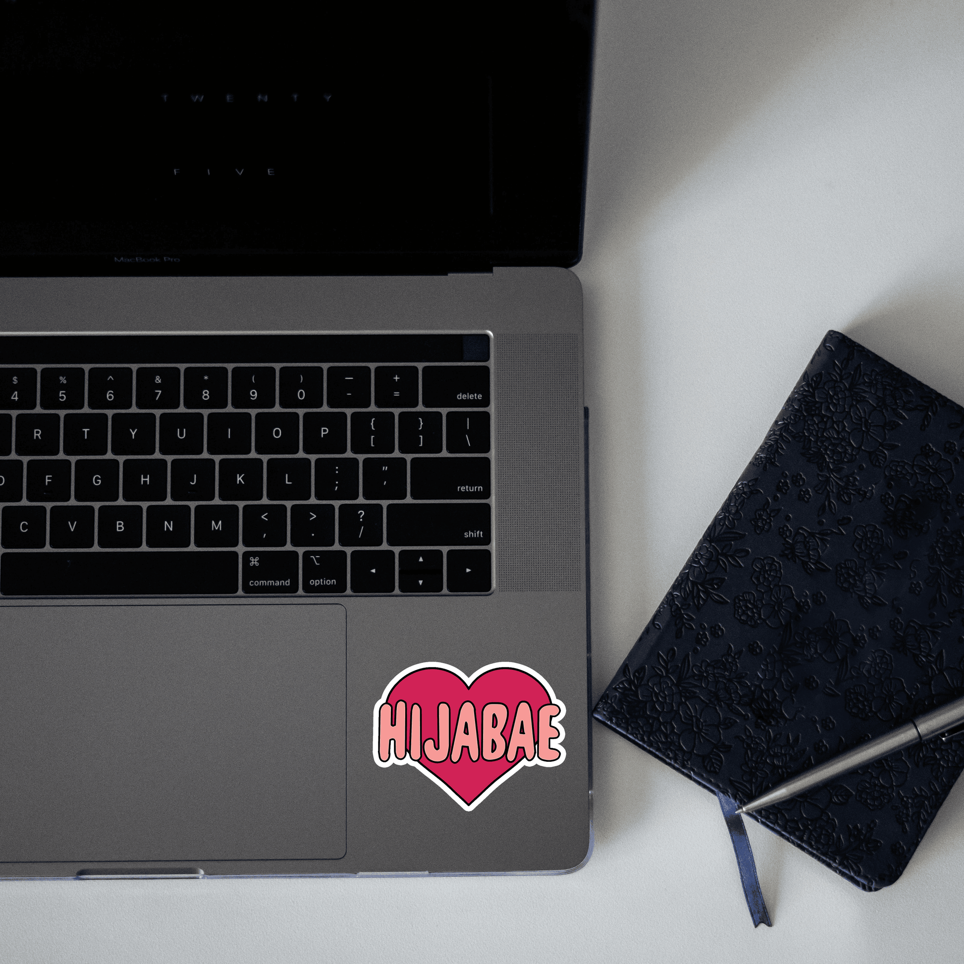 Hijabae Written on Pink Heart Sticker - sticckiz.com