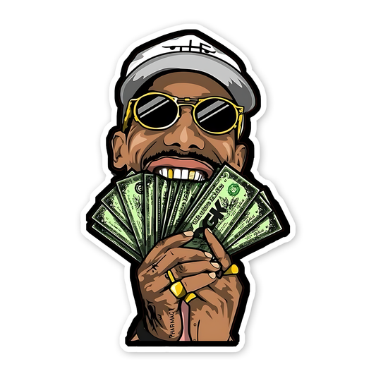 Man holding fan of Money Sticker