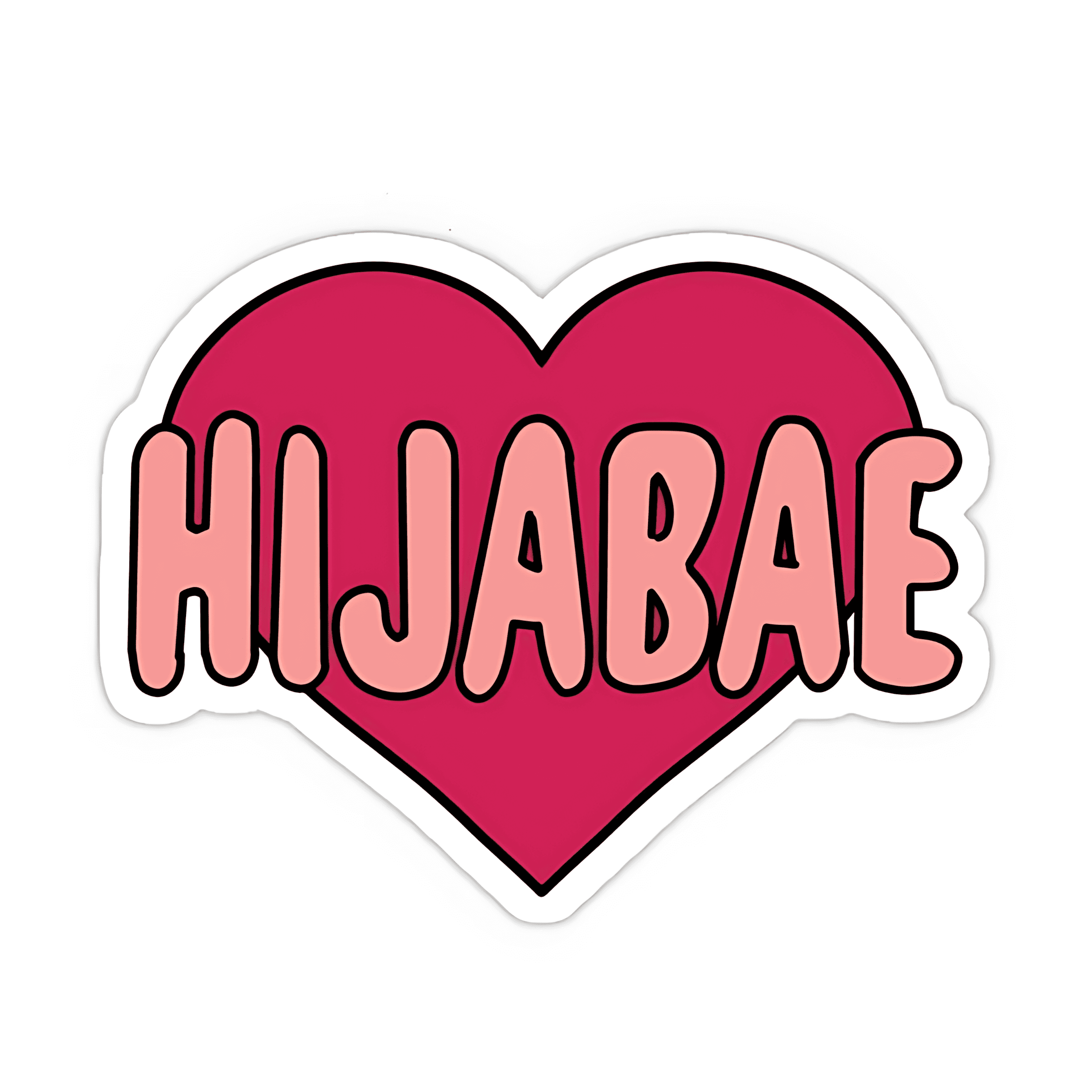 Hijabae Written on Pink Heart Sticker - sticckiz.com