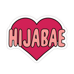 Hijabae Written on Pink Heart Sticker - sticckiz.com