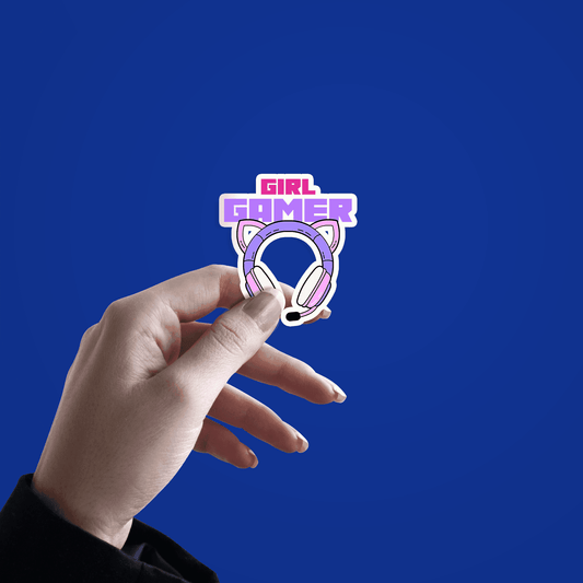 Girl Gamer with Headphone Sticker - sticckiz.com