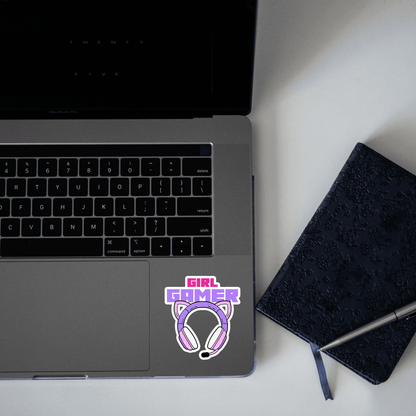 Girl Gamer with Headphone Sticker - sticckiz.com