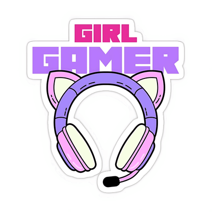 Girl Gamer with Headphone Sticker - sticckiz.com