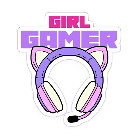 Girl Gamer with Headphone Sticker - sticckiz.com