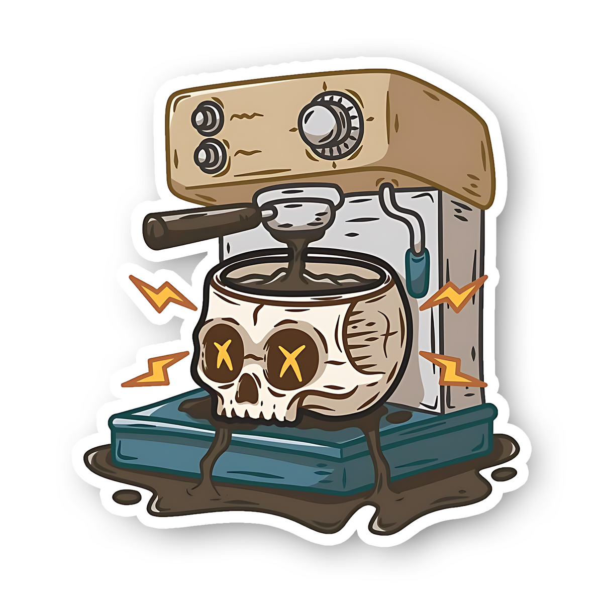 Skull Coffee Machine Sticker