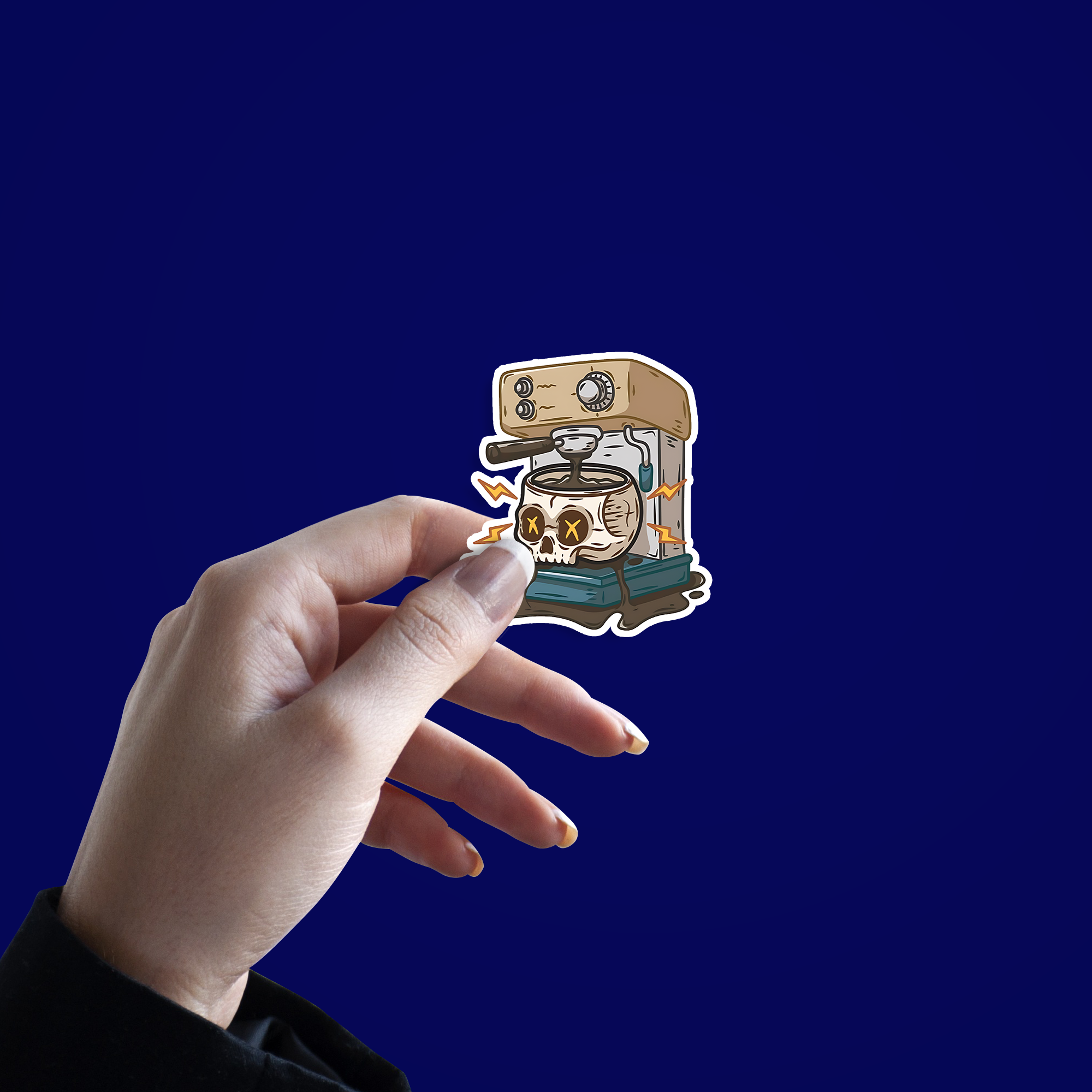 Skull Coffee Machine Sticker