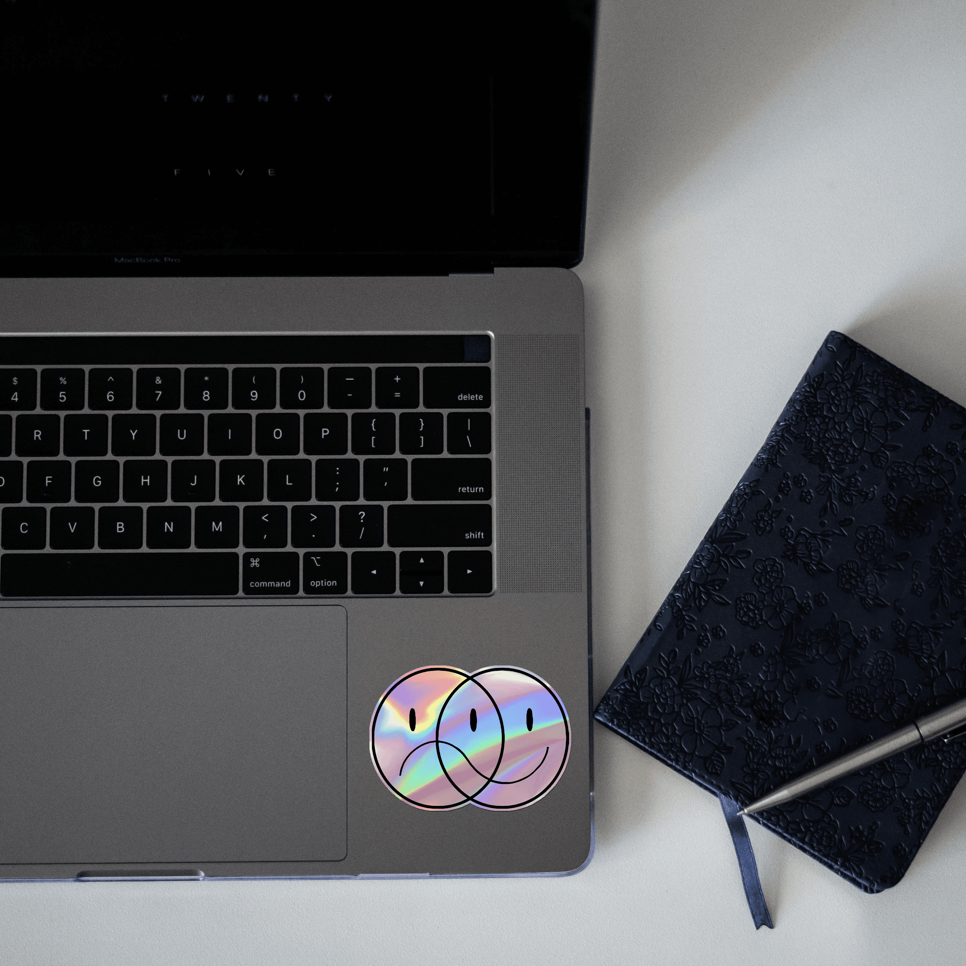 Happy/ Sad smiley face Holographic Sticker - sticckiz.com