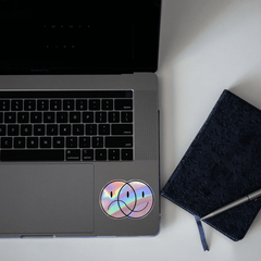 Happy/ Sad smiley face Holographic Sticker - sticckiz.com