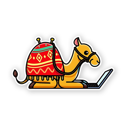 Camel working on Laptop Sticker