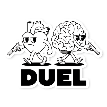 Heart Brain Duel Sticker