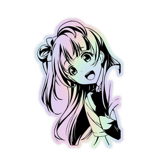 Japanese Anime Girl Holographic Sticker - sticckiz.com