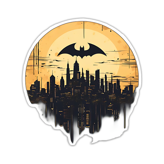 Gotham City with Batman logo Sticker