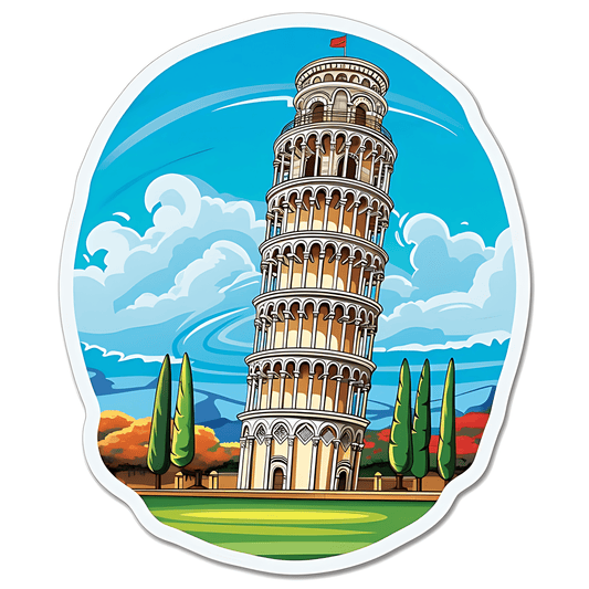 Vibrant Leaning Tower of Pisa Sticker - sticckiz.com