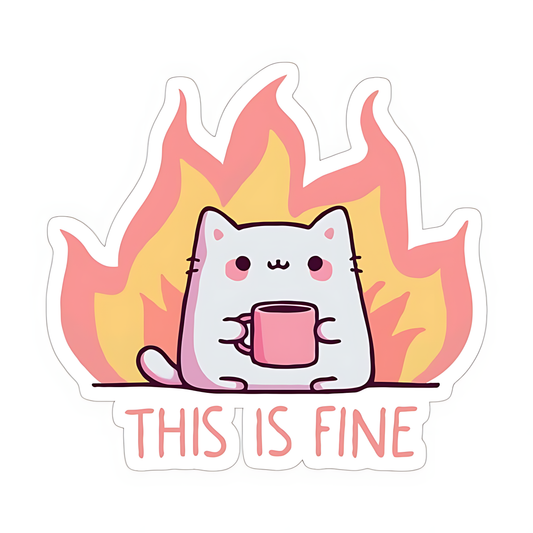 Cat "this is fine" Sticker