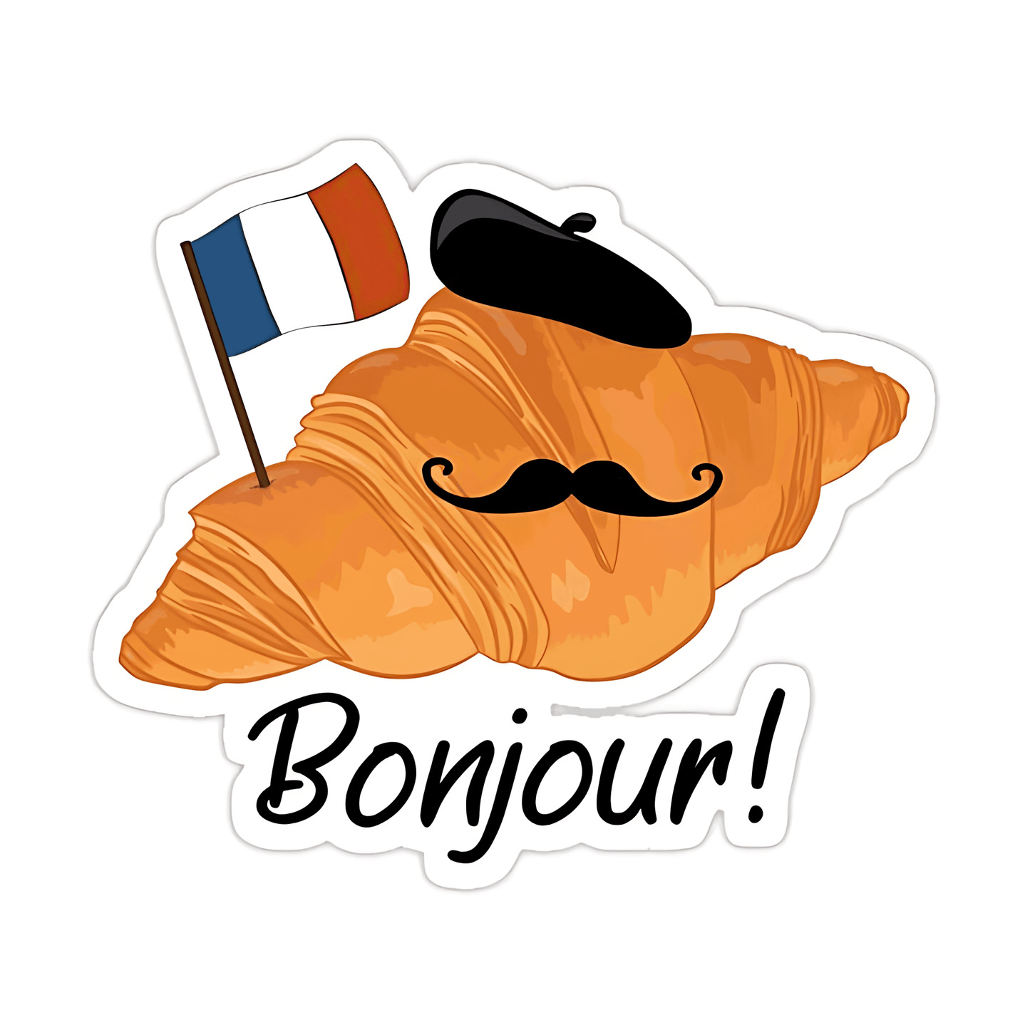 Bonjour Croissant Sticker - sticckiz.com