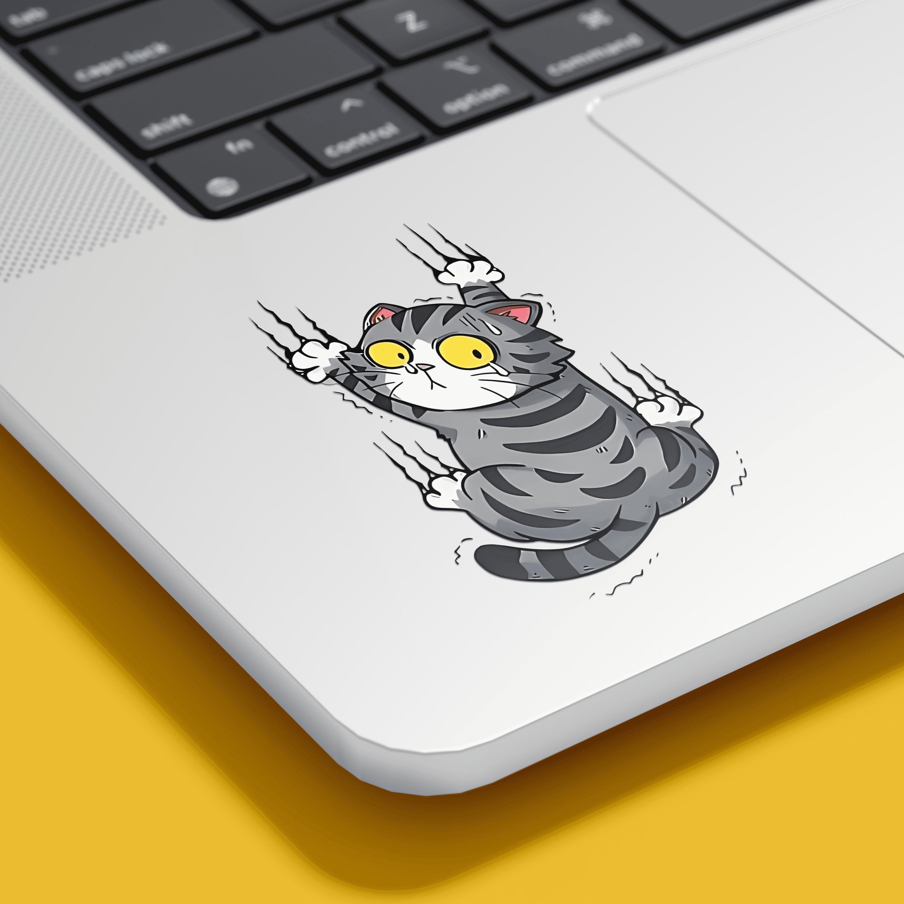 Grey Cat Scratching Sticker - sticckiz.com