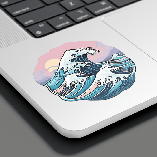 Ocean Waves Round Sticker - sticckiz.com