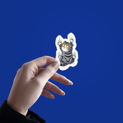 Grey Cat Scratching Sticker - sticckiz.com