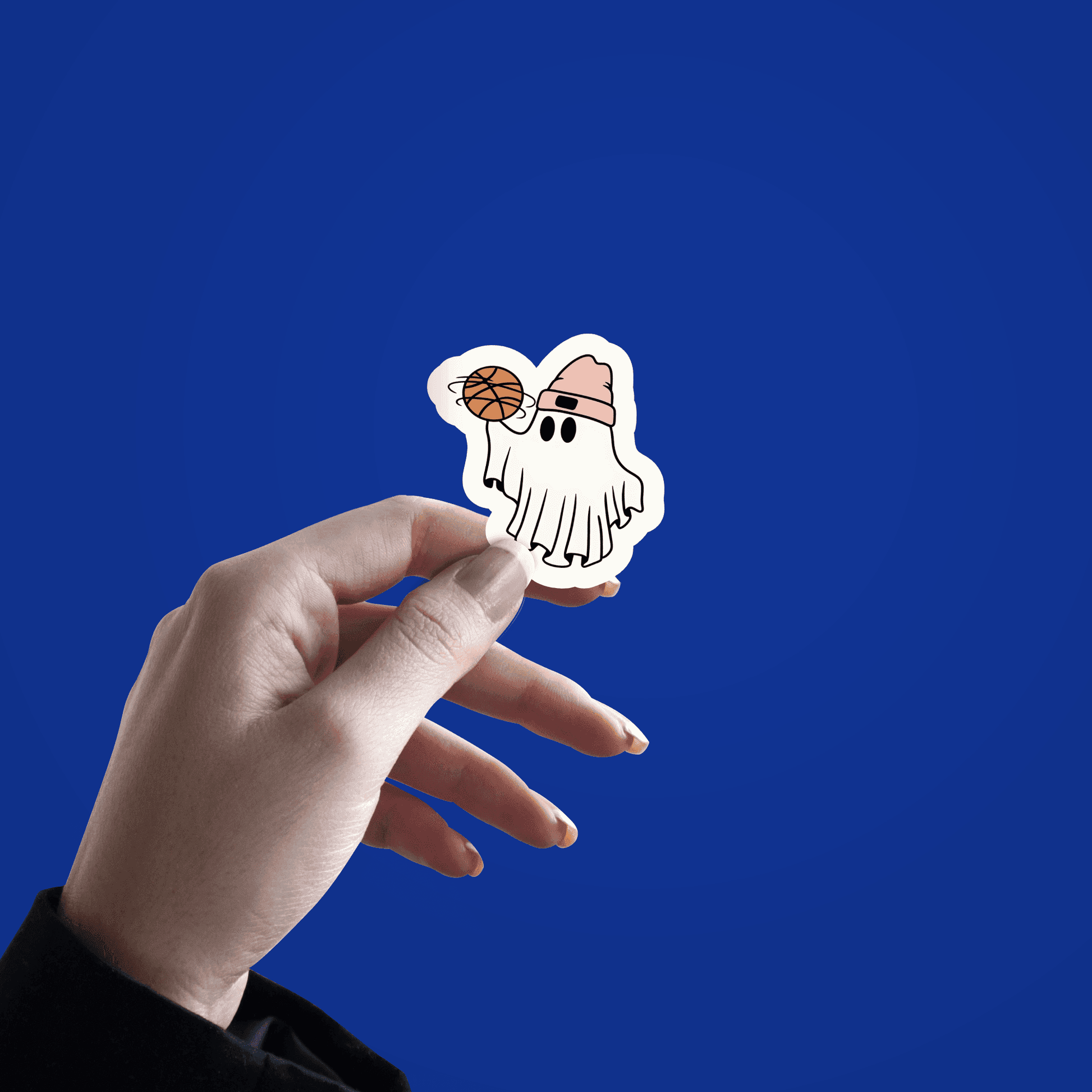 Ghost with Basketball Sticker - sticckiz.com