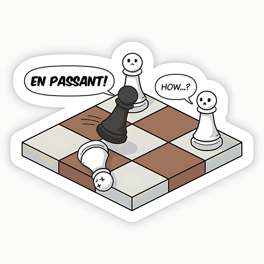 Funny En Passant Chess Comic Sticker - sticckiz.com