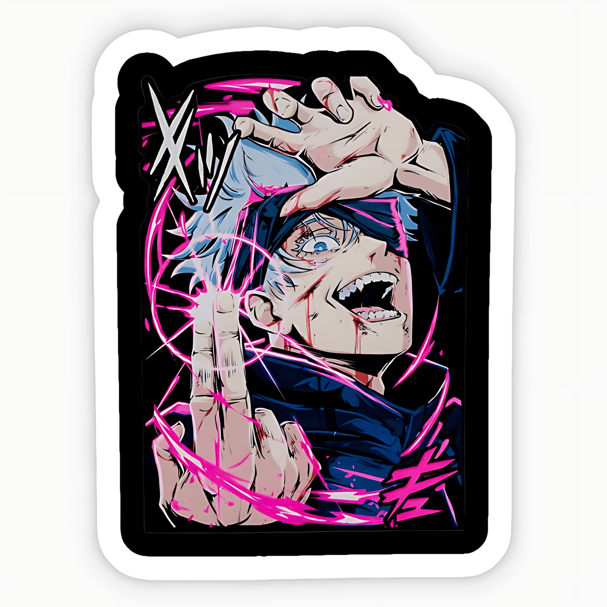 Gojo Laughing Sticker - sticckiz.com