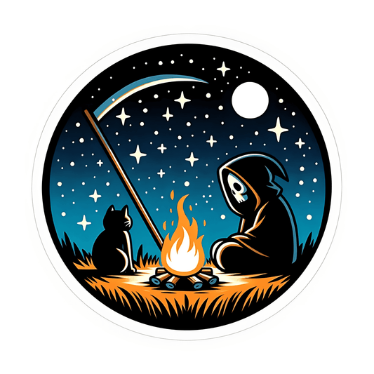 Grim and Black Cat Sticker - sticckiz.com