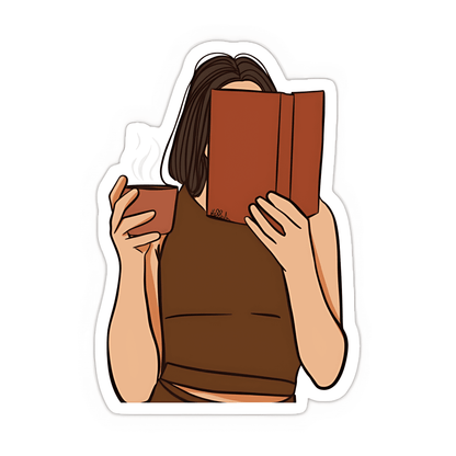 Book reading girl Sticker - sticckiz.com