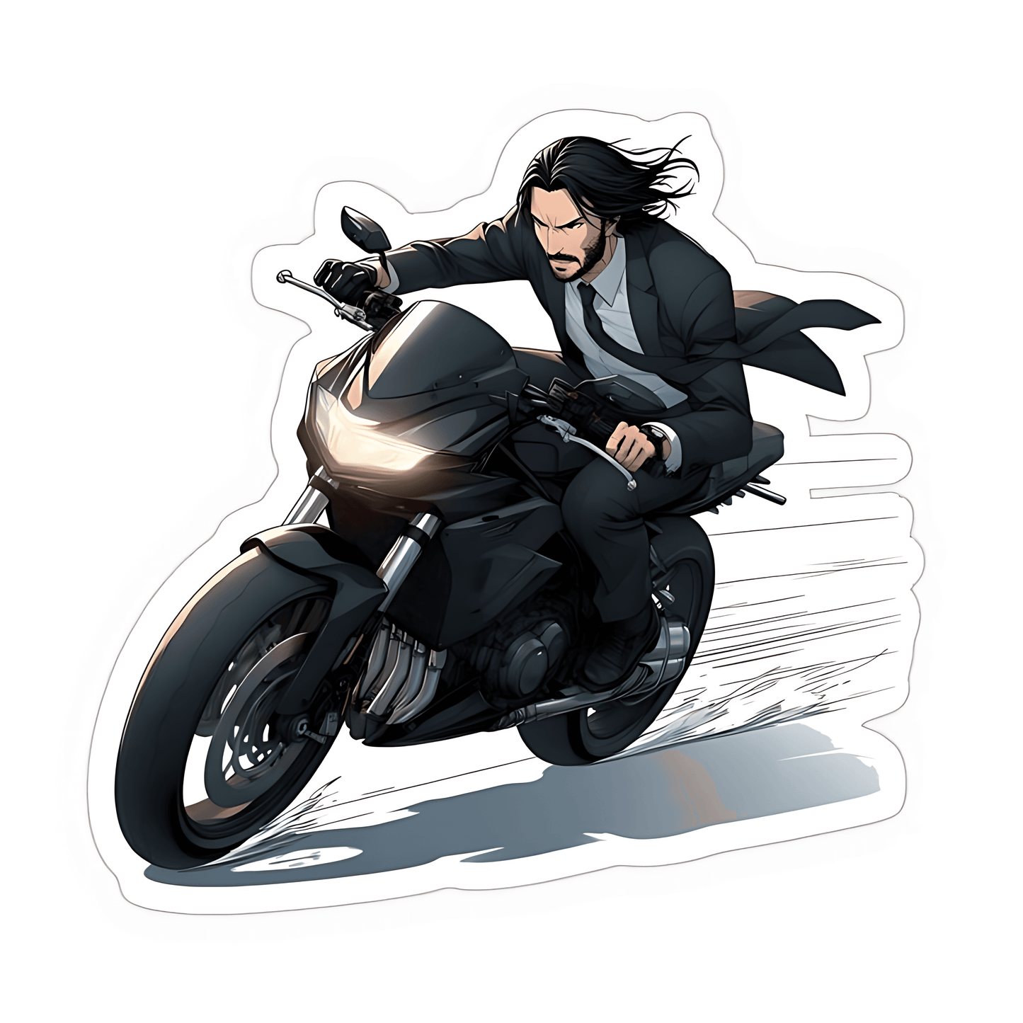 John Wick bike anime_ Sticker - sticckiz.com