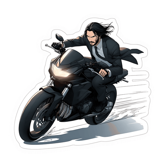 John Wick bike anime_ Sticker - sticckiz.com