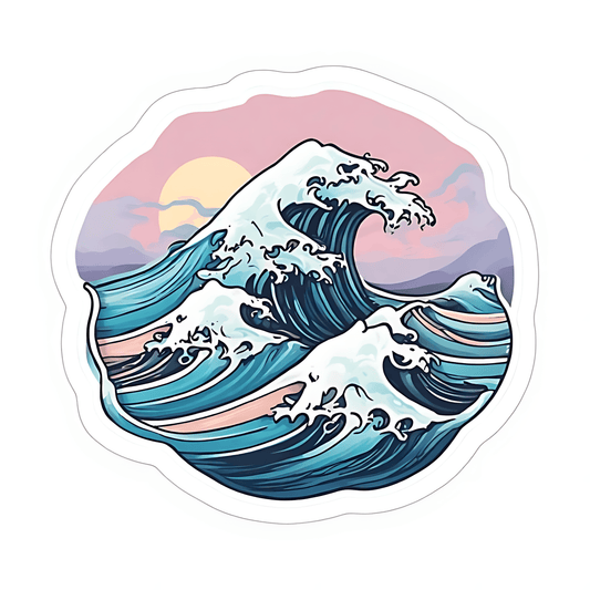 Ocean Waves Round Sticker - sticckiz.com