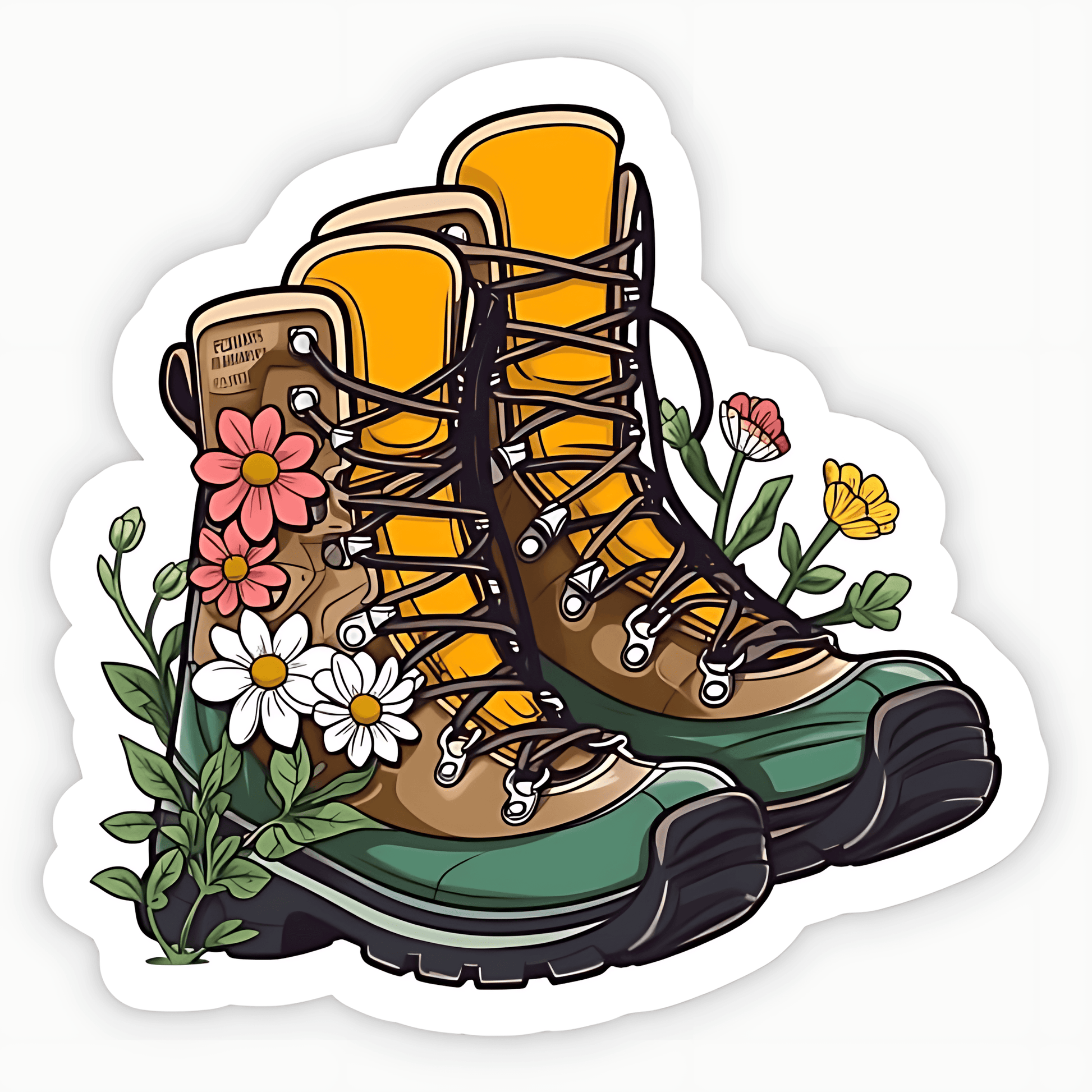 Big Boots With Flowers Sticker - sticckiz.com