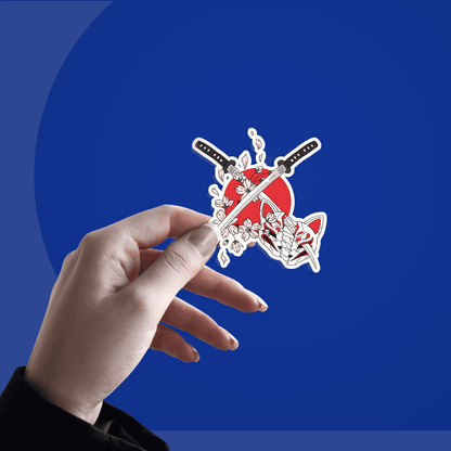 Japan Style Katana Illustration Sticker - sticckiz.com