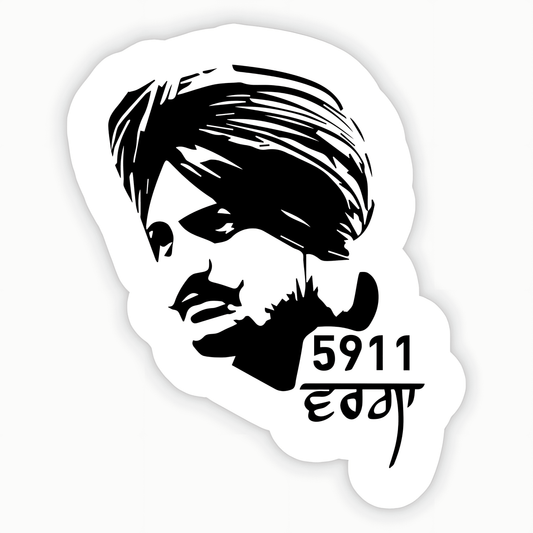 Moosewala Black & White Sticker - sticckiz.com