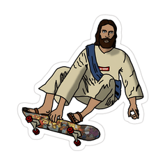 Jesus on skater Sticker - sticckiz.com