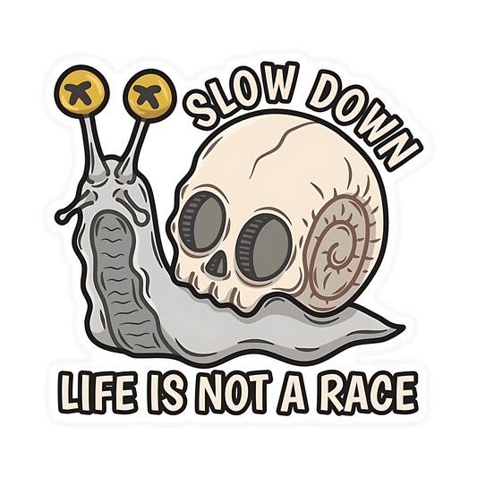 Slow Down Skeleton With Snail Sticker - sticckiz.com