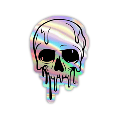 Melting Skull Holographic Sticker - sticckiz.com