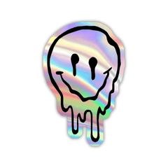 Aesthetic smiley Holographic Sticker - sticckiz.com
